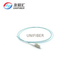 LC/PC OM3 OM4 Multimode Fiber Optic Pigtail 0.9mm Tight Buffer Aqua LSZH 1m