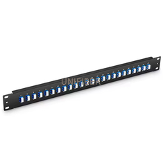 FHU 1U 19'' Fiber Adapter Panel, 48 Fibers OS2 Single Mode, 24 x LC UPC Duplex (Blue)