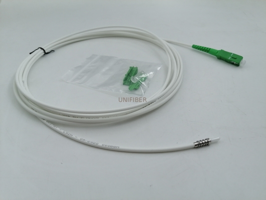 Flexible SC APC Ferrule To SC APC Armored Fiber Patch Cable G657A2 3.0mm UV White 30m 50m