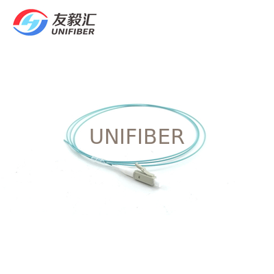 LC/PC OM3 OM4 Multimode Fiber Optic Pigtail 0.9mm Tight Buffer Aqua LSZH 1m