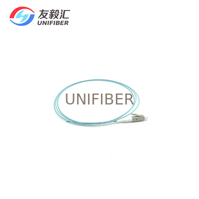 LC/PC OM3 OM4 Multimode Fiber Optic Pigtail 0.9mm Tight Buffer Aqua LSZH 1m