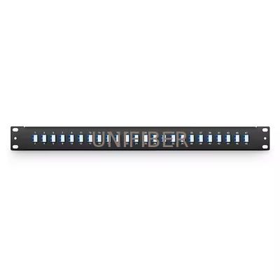 FHU 1U 19'' Fiber Adapter Panel, 48 Fibers OS2 Single Mode, 24 x LC UPC Duplex (Blue)