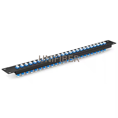 FHU 1U 19'' Fiber Adapter Panel, 48 Fibers OS2 Single Mode, 24 x LC UPC Duplex (Blue)