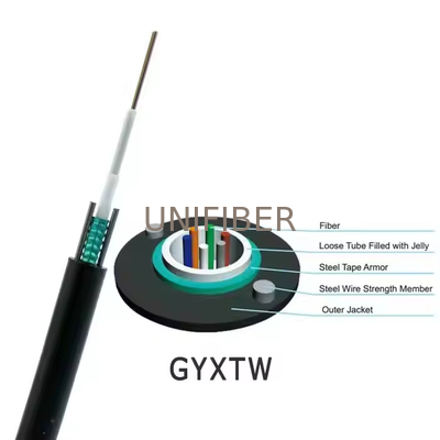 GYXTW Outdoor Single Loose Tube Steel Tape Armored Fiber Cable With Steel Wire 4/6/12/24 core