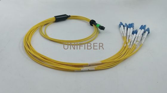 16 Fibers MPO-16 APC (Female) to 8 LC UPC Breakout Patch Cord for 800G to 8x100G Connection