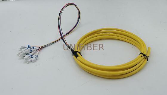 1.5m (5ft) Fiber Pigtail LC UPC 12 Fibers OS2 Single Mode 0.9mm Fanout Κίτρινο