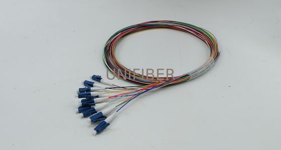 12 Χρωματικά κωδικοποιημένα 0,9mm Unjacketed LC UPC Fiber Pigtails OS2 Single Mode 1m (3ft)